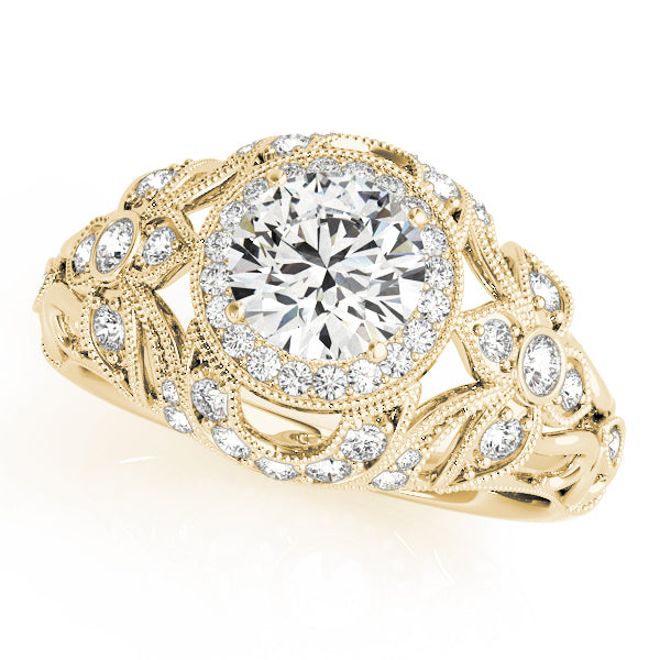 Iconic Halo Round Diamond Engagement Ring — 9K/18K Gold & Platinum