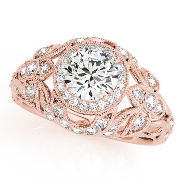 Iconic Halo Round Diamond Engagement Ring — 9K/18K Gold & Platinum