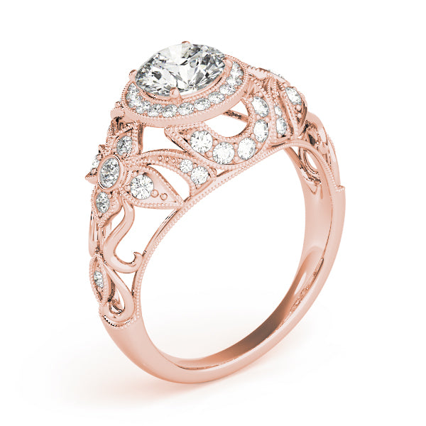 Iconic Halo Round Diamond Engagement Ring — 9K/18K Gold & Platinum