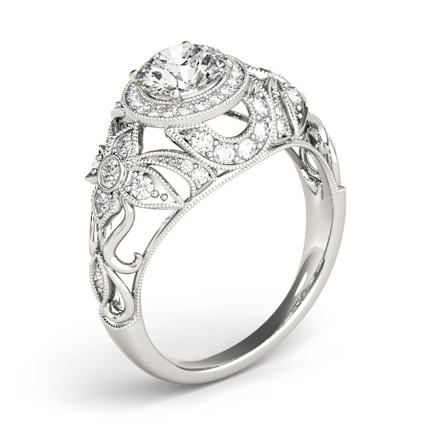 Iconic Halo Round Diamond Engagement Ring — 9K/18K Gold & Platinum