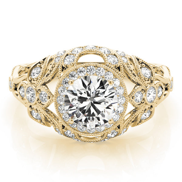 Iconic Halo Round Diamond Engagement Ring — 9K/18K Gold & Platinum