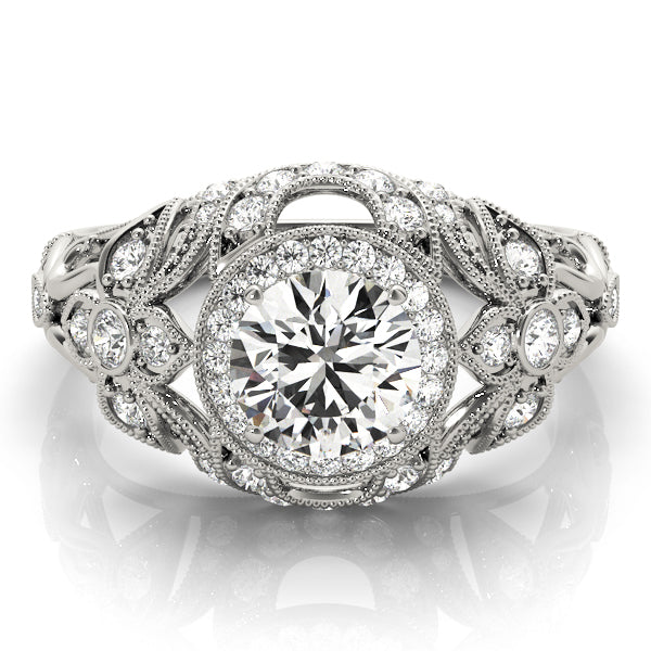 Iconic Halo Round Diamond Engagement Ring — 9K/18K Gold & Platinum