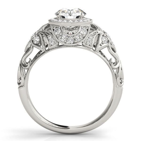 Iconic Halo Round Diamond Engagement Ring — 9K/18K Gold & Platinum