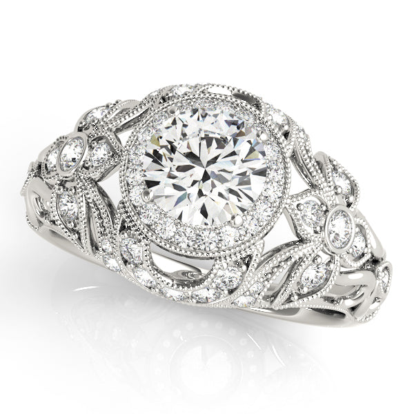 Iconic Halo Round Diamond Engagement Ring — 9K/18K Gold & Platinum