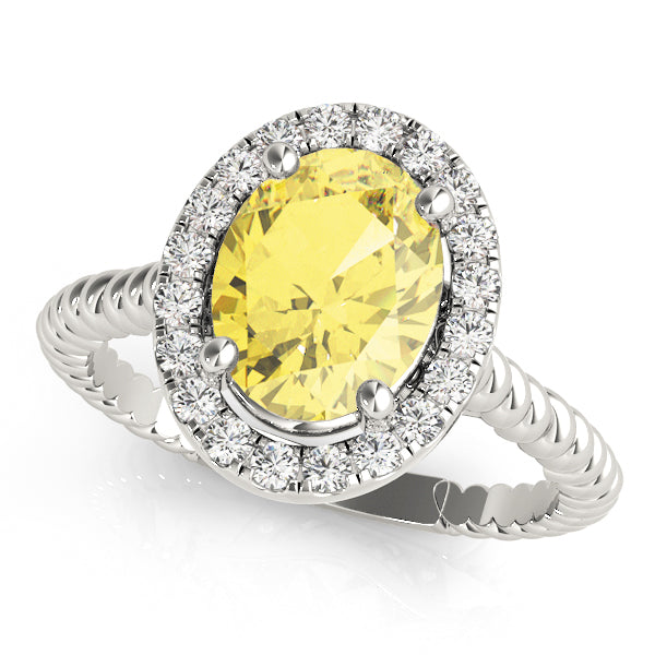 Romantic Color Rings Oval Diamond Engagement Ring — 9K/18K Gold & Platinum