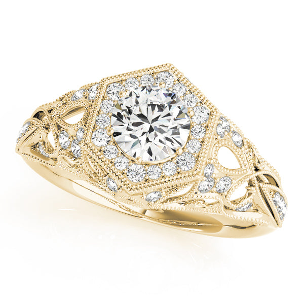 Opulent Halo Round Diamond Engagement Ring — 9K/18K Gold & Platinum