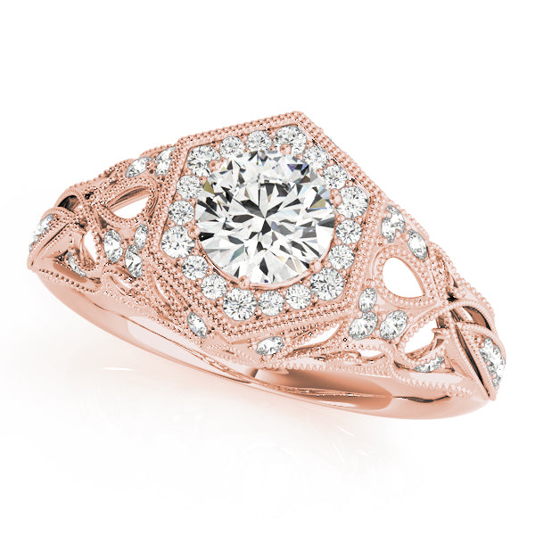 Opulent Halo Round Diamond Engagement Ring — 9K/18K Gold & Platinum