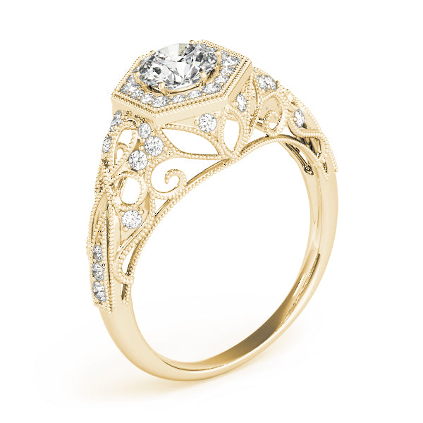 Opulent Halo Round Diamond Engagement Ring — 9K/18K Gold & Platinum