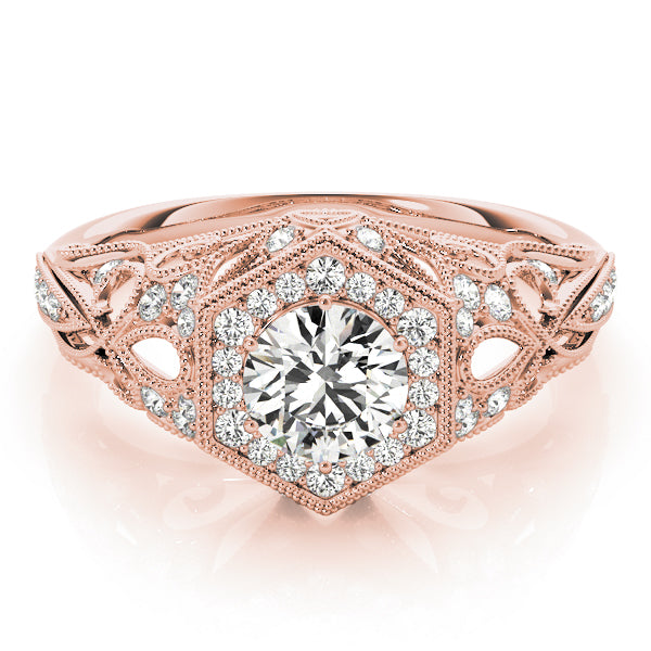 Opulent Halo Round Diamond Engagement Ring — 9K/18K Gold & Platinum