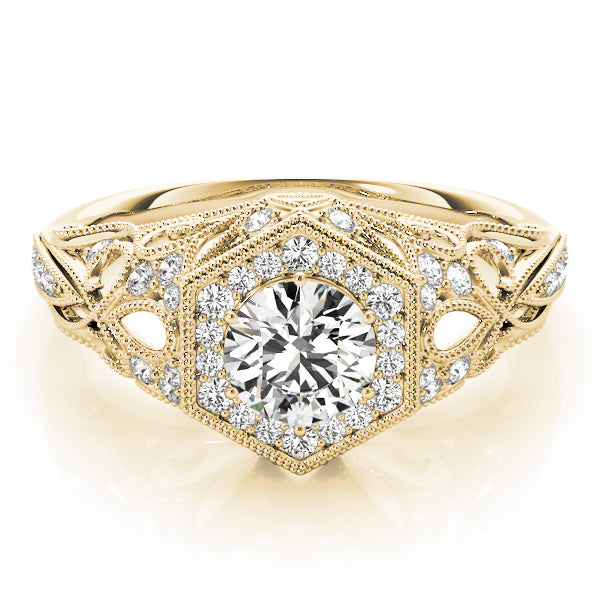 Opulent Halo Round Diamond Engagement Ring — 9K/18K Gold & Platinum