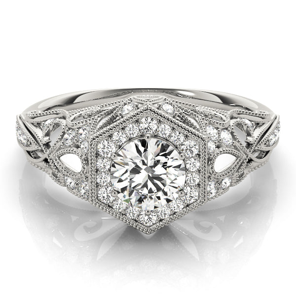 Opulent Halo Round Diamond Engagement Ring — 9K/18K Gold & Platinum