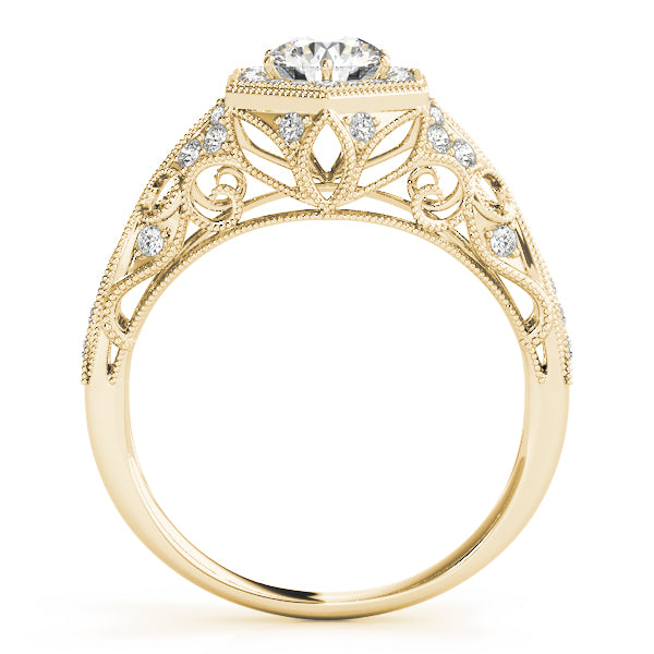 Opulent Halo Round Diamond Engagement Ring — 9K/18K Gold & Platinum