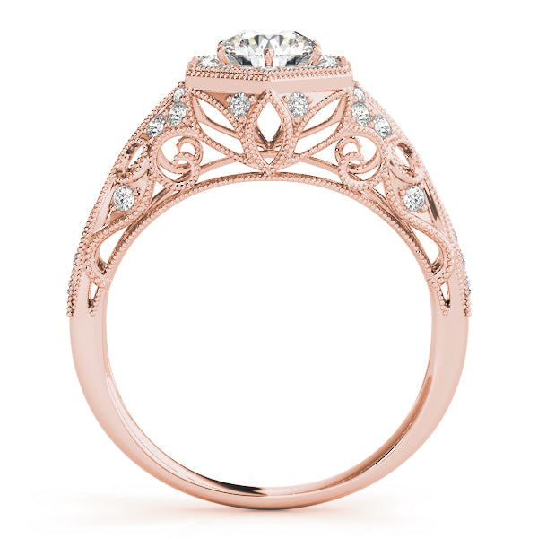 Opulent Halo Round Diamond Engagement Ring — 9K/18K Gold & Platinum