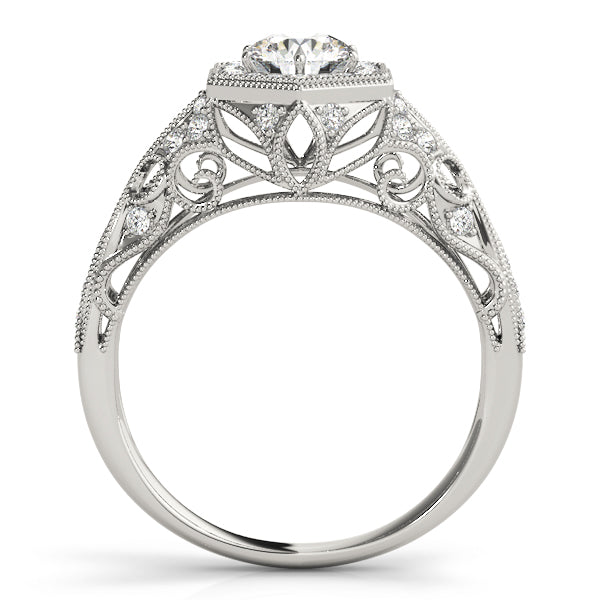 Opulent Halo Round Diamond Engagement Ring — 9K/18K Gold & Platinum