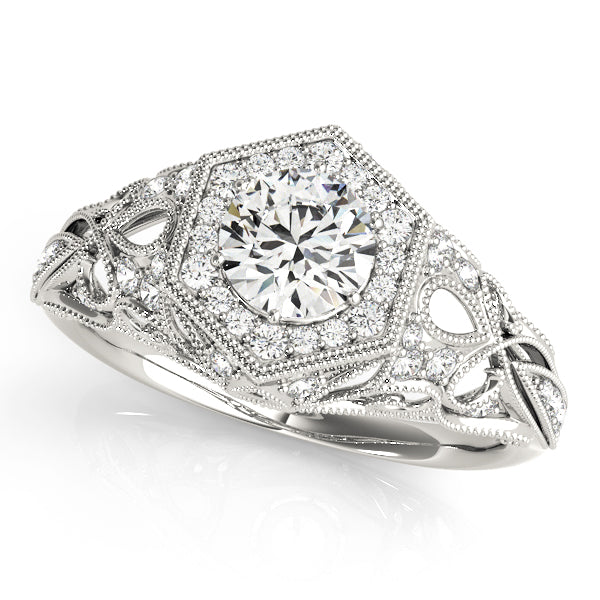 Opulent Halo Round Diamond Engagement Ring — 9K/18K Gold & Platinum