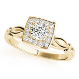 Exquisite Sidestone Round Diamond Engagement Ring — 9K/18K Gold & Platinum