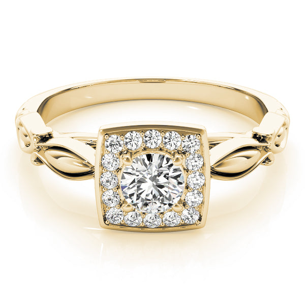 Exquisite Sidestone Round Diamond Engagement Ring — 9K/18K Gold & Platinum