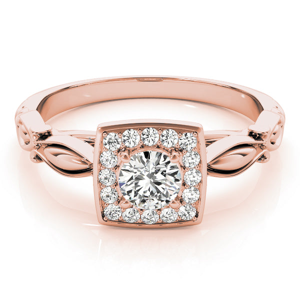 Exquisite Sidestone Round Diamond Engagement Ring — 9K/18K Gold & Platinum