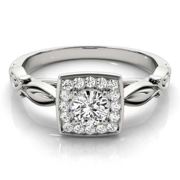 Exquisite Sidestone Round Diamond Engagement Ring — 9K/18K Gold & Platinum