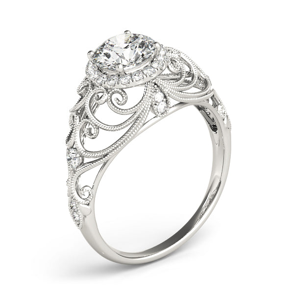 Regal Sidestone Round Diamond Engagement Ring — 9K/18K Gold & Platinum