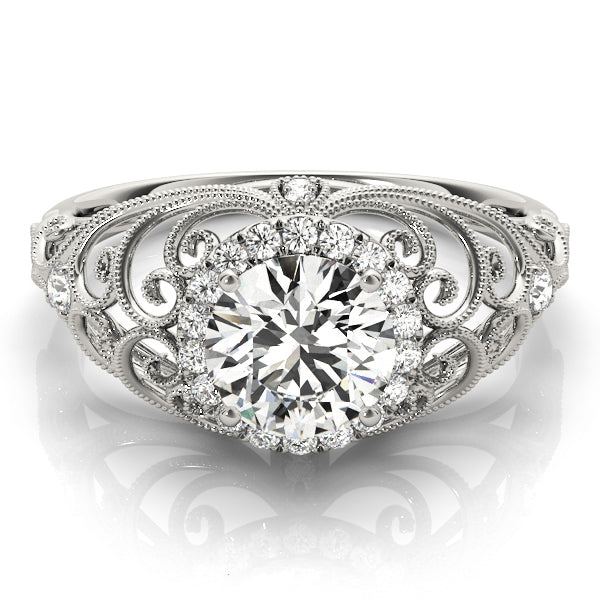 Regal Sidestone Round Diamond Engagement Ring — 9K/18K Gold & Platinum