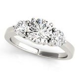 Sculpted Three-Stone Ring Round Diamond Engagement Ring — 9K/18K Gold & Platinum