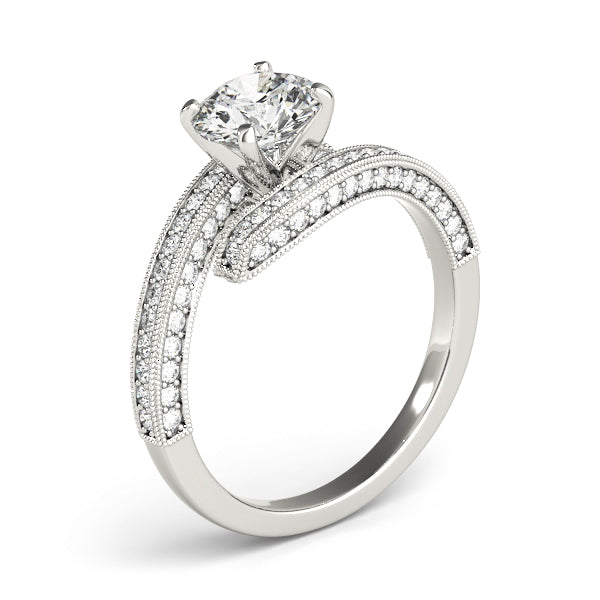 Devoted Bypass Round Diamond Engagement Ring — 9K/18K Gold & Platinum