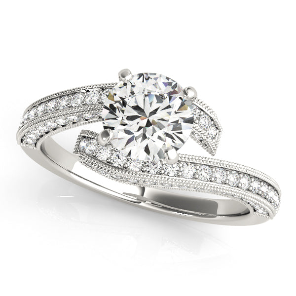 Devoted Bypass Round Diamond Engagement Ring — 9K/18K Gold & Platinum