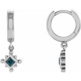 Alexandrite Square Bezel-Set Hoop Earrings in Gold and Platinum