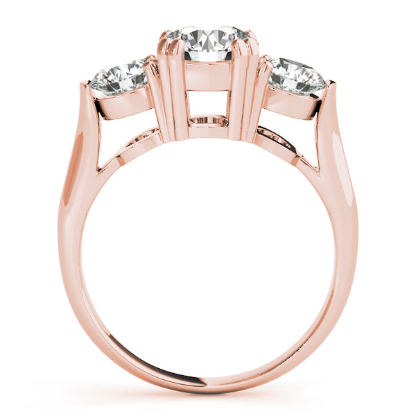 Dazzling Three-Stone Ring Round Diamond Engagement Ring — 9K/18K Gold & Platinum