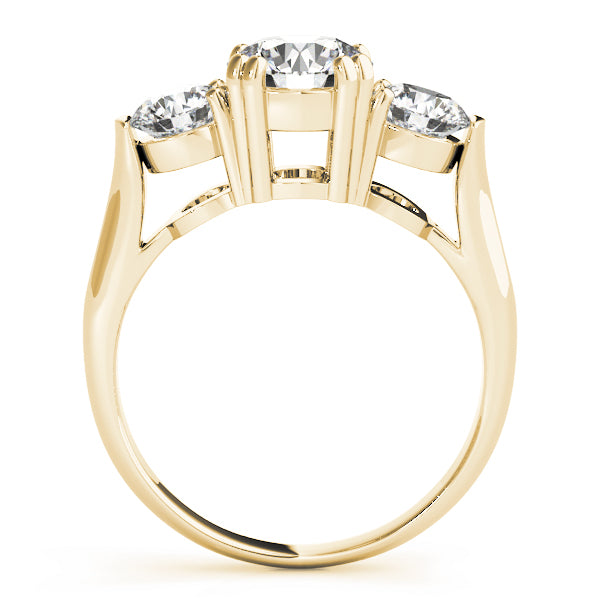 Dazzling Three-Stone Ring Round Diamond Engagement Ring — 9K/18K Gold & Platinum