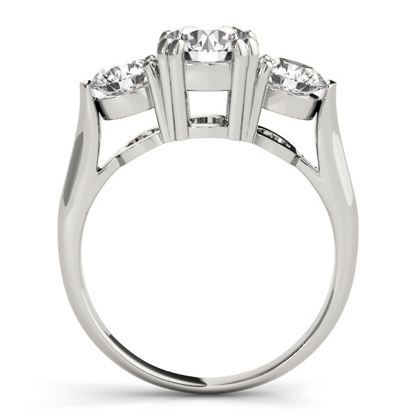 Dazzling Three-Stone Ring Round Diamond Engagement Ring — 9K/18K Gold & Platinum