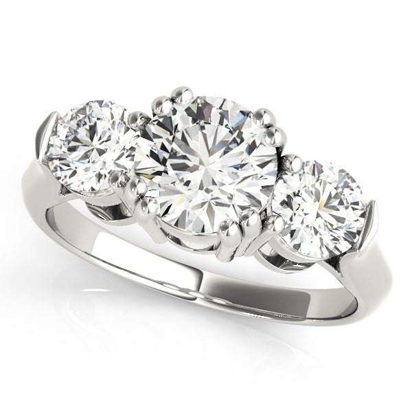 Dazzling Three-Stone Ring Round Diamond Engagement Ring — 9K/18K Gold & Platinum