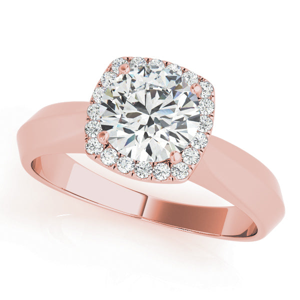 Romantic Solitaires Any Shape Round Diamond Engagement Ring — 9K/18K Gold & Platinum