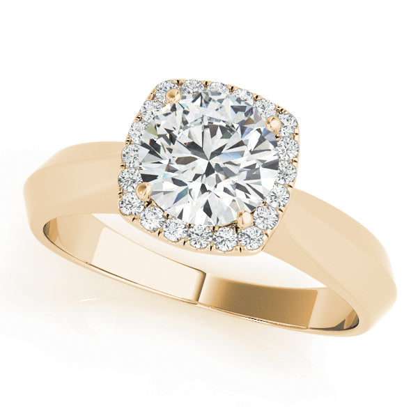Romantic Solitaires Any Shape Round Diamond Engagement Ring — 9K/18K Gold & Platinum