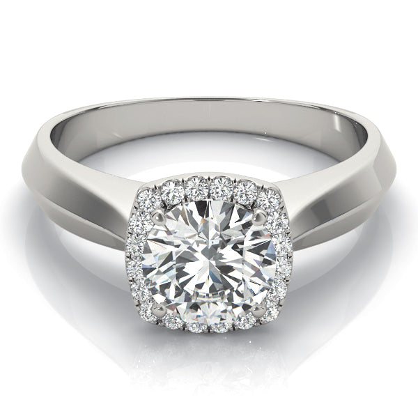 Romantic Solitaires Any Shape Round Diamond Engagement Ring — 9K/18K Gold & Platinum