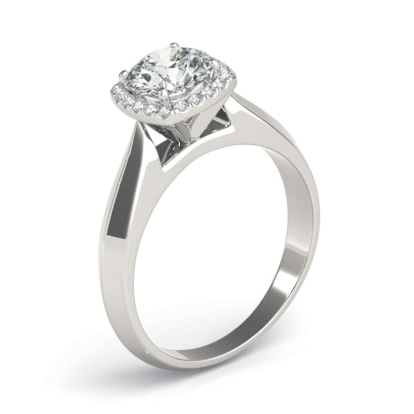 Romantic Solitaires Any Shape Round Diamond Engagement Ring — 9K/18K Gold & Platinum