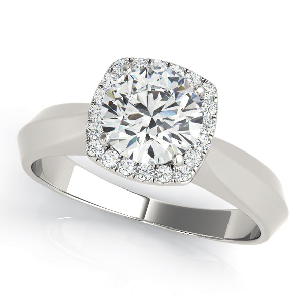 Romantic Solitaires Any Shape Round Diamond Engagement Ring — 9K/18K Gold & Platinum