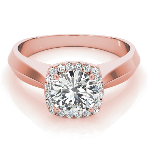 Romantic Solitaires Any Shape Round Diamond Engagement Ring — 9K/18K Gold & Platinum