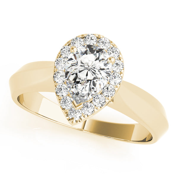Iconic Solitaires Any Shape Pear Diamond Engagement Ring — 9K/18K Gold & Platinum
