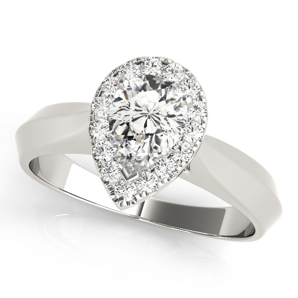 Iconic Solitaires Any Shape Pear Diamond Engagement Ring — 9K/18K Gold & Platinum