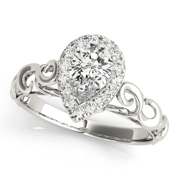 Bespoke Solitaires Any Shape Pear Diamond Engagement Ring — 9K/18K Gold & Platinum