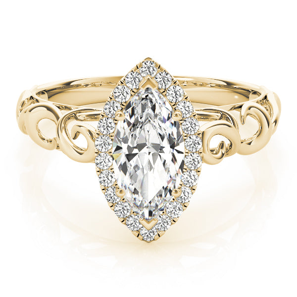 Devoted Solitaires Any Shape Marquise Diamond Engagement Ring — 9K/18K Gold & Platinum
