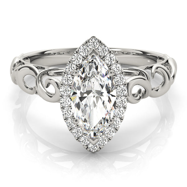 Devoted Solitaires Any Shape Marquise Diamond Engagement Ring — 9K/18K Gold & Platinum