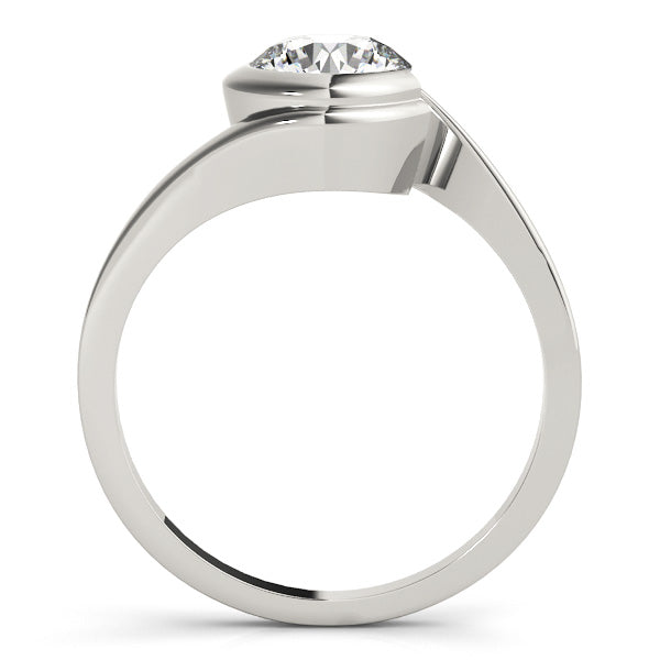 Round Cut Diamond Partial Bezel Setting  Engagement Ring
