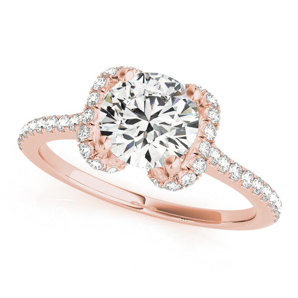 Statement Sidestone Round Diamond Engagement Ring — 9K/18K Gold & Platinum