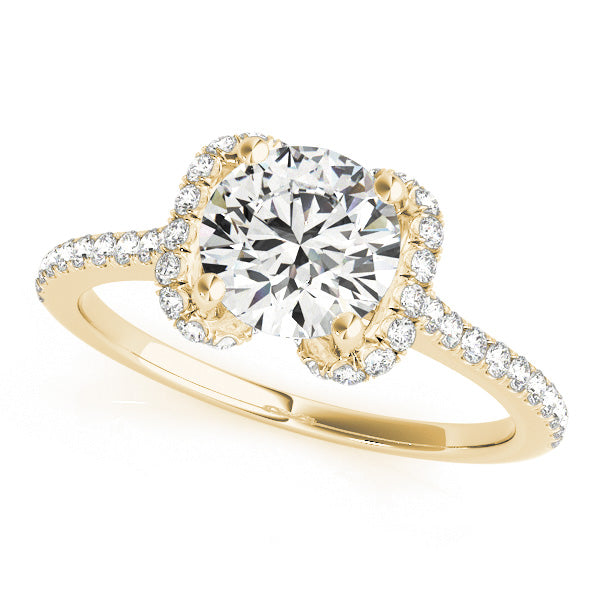Statement Sidestone Round Diamond Engagement Ring — 9K/18K Gold & Platinum