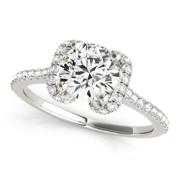 Statement Sidestone Round Diamond Engagement Ring — 9K/18K Gold & Platinum