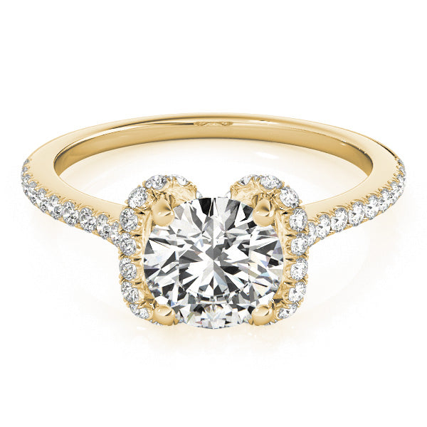 Statement Sidestone Round Diamond Engagement Ring — 9K/18K Gold & Platinum