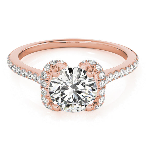 Statement Sidestone Round Diamond Engagement Ring — 9K/18K Gold & Platinum